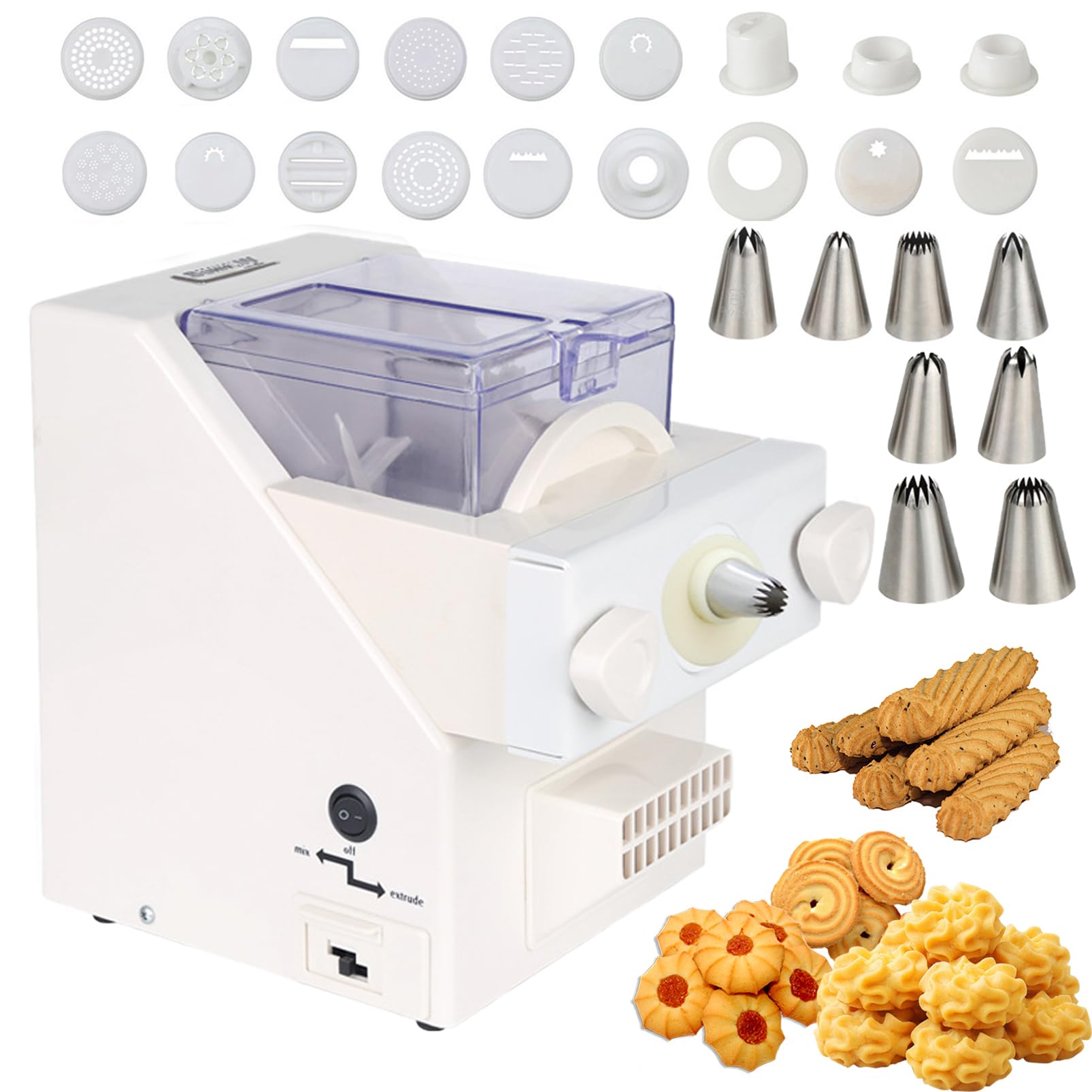 Machine Automatique De Formation De Biscuits 180w, Machine électrique à Cookies avec 8 Buses & 6 Moules à Biscuits, Presse à Cookies Haute Vitesse 50–60rpm/Min for La Pâtisserie Maison, Les
