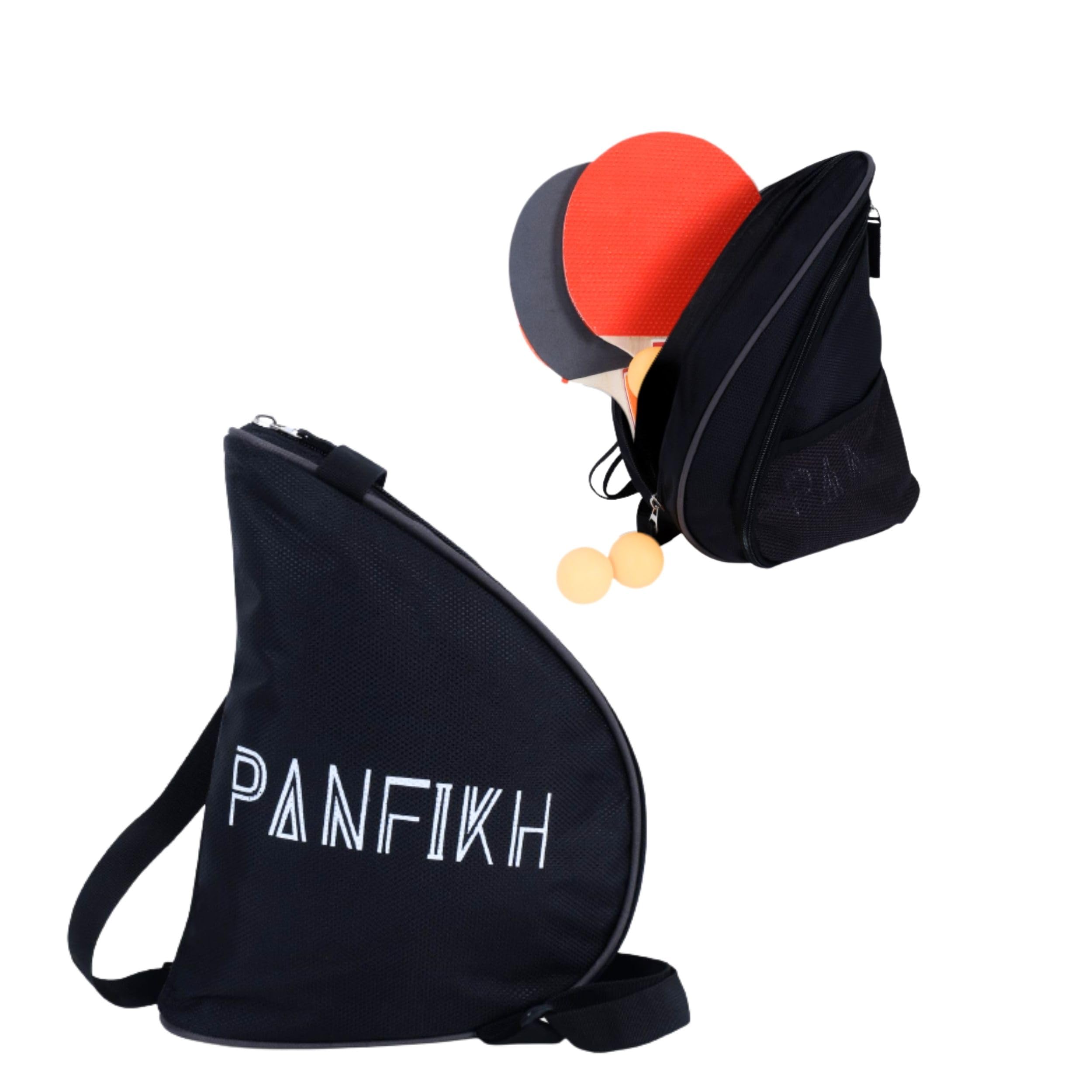 PANFIKH Table Tennis Bag Waterproof Ping Pong Paddle Case with Adjustable Strap Racket Cover & Ball Storage Lightweight & Durable Shoulder Bag for Indoor & Outdoor Play - (Black)