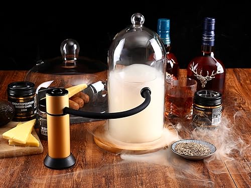 Miniatura 5 de CREATIVECHEF Kit universal de ahumador de cóctel, pistola de ahumar, pistola ahumadora fría portátil con cúpula de vidrio y virutas de madera,