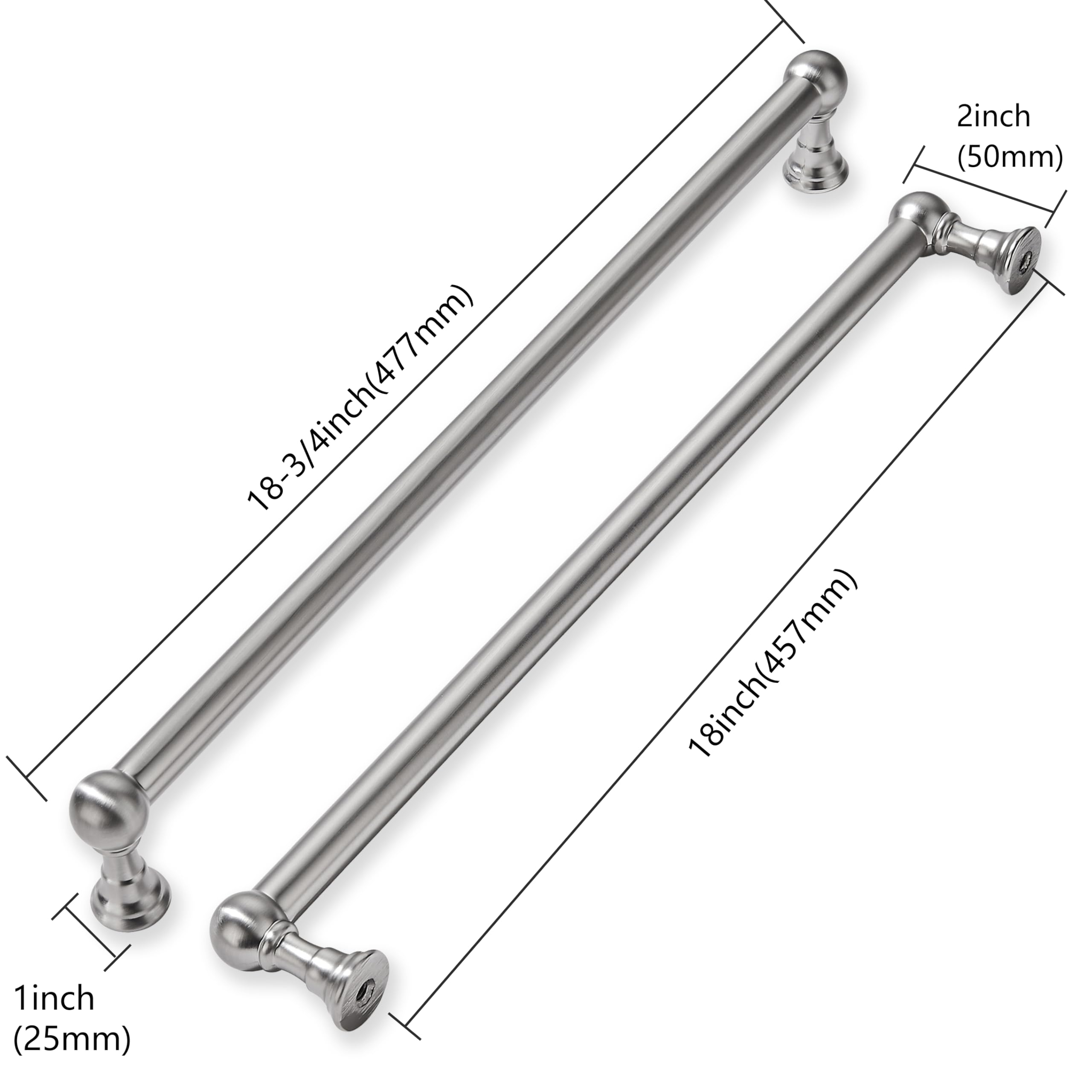 KHTUMEWARE-80309 Brushed Nickel Appliance Pulls CTC 18 in (457 mm) in Brushed Nickel — KHTUMEWARE