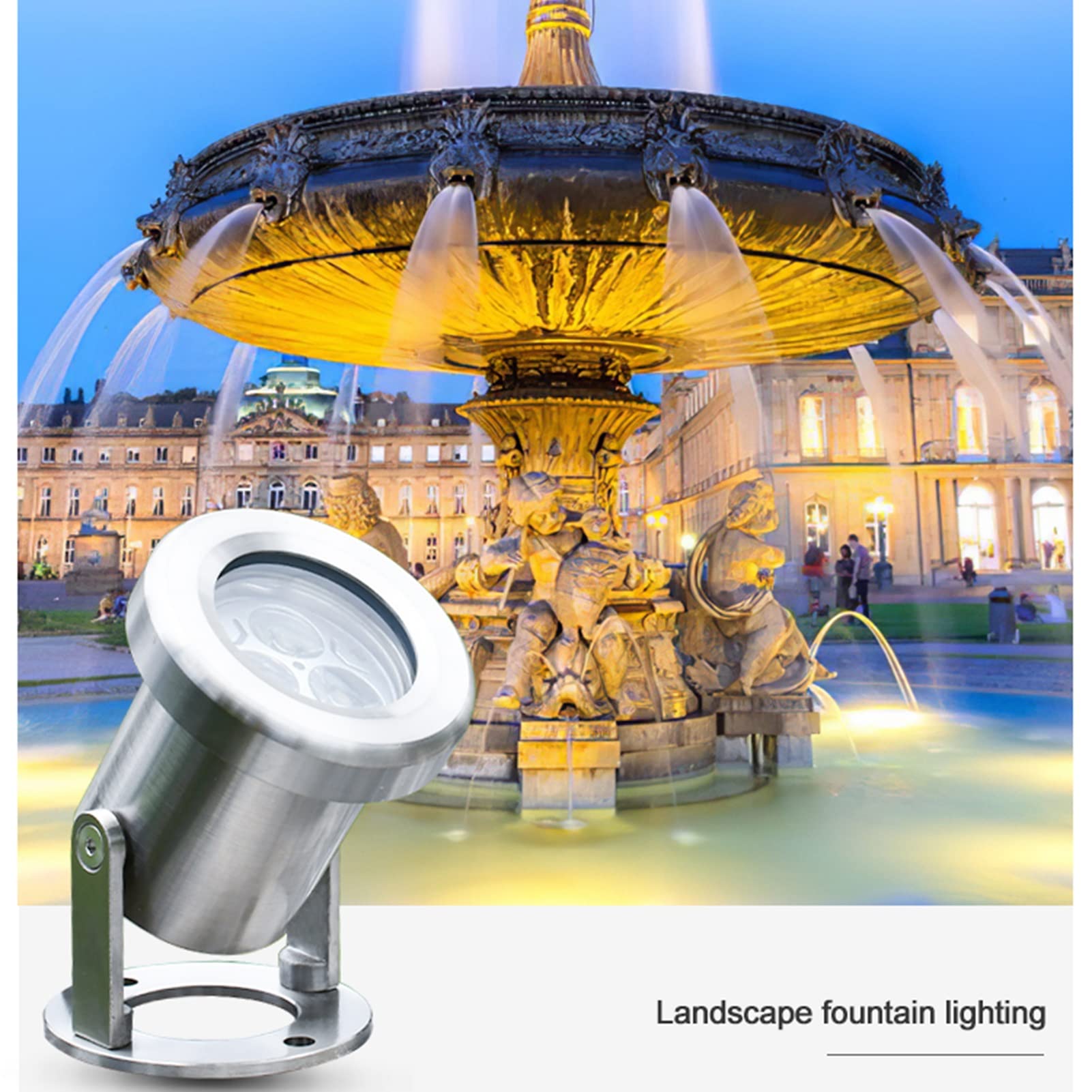 Faretti Immersione Piscina 3W, IP68 Impermeabile LED in Acciaio Inossidabile Proiettori a Fascio di Luce Distanza di irraggiamento 5-10M (Color : RGB, Size : 24v)