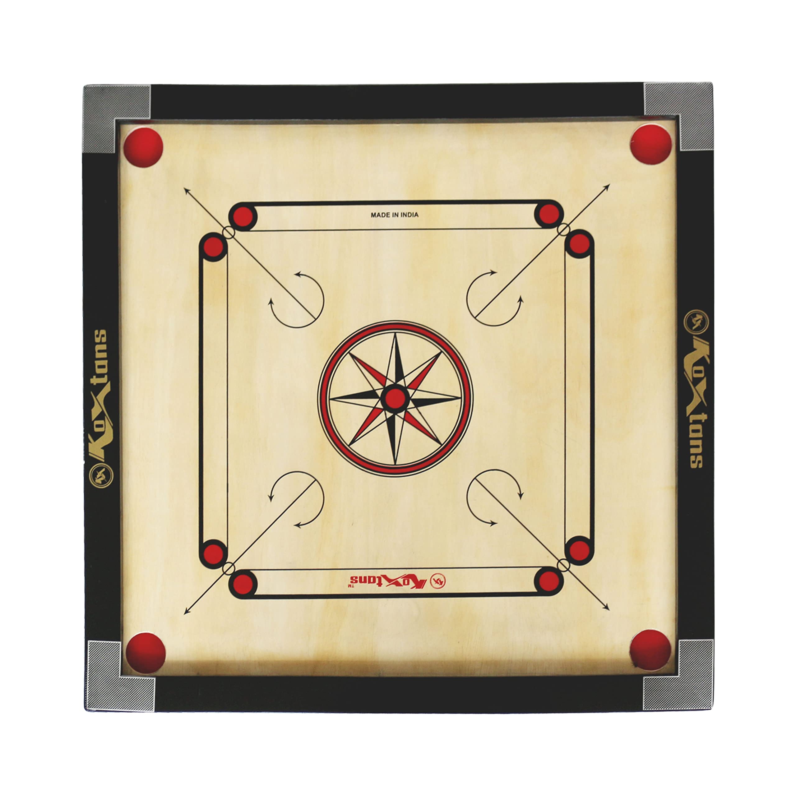 KOXTONS -Carrom Board Medium Size, 1.5"" Border (Economy), Brown