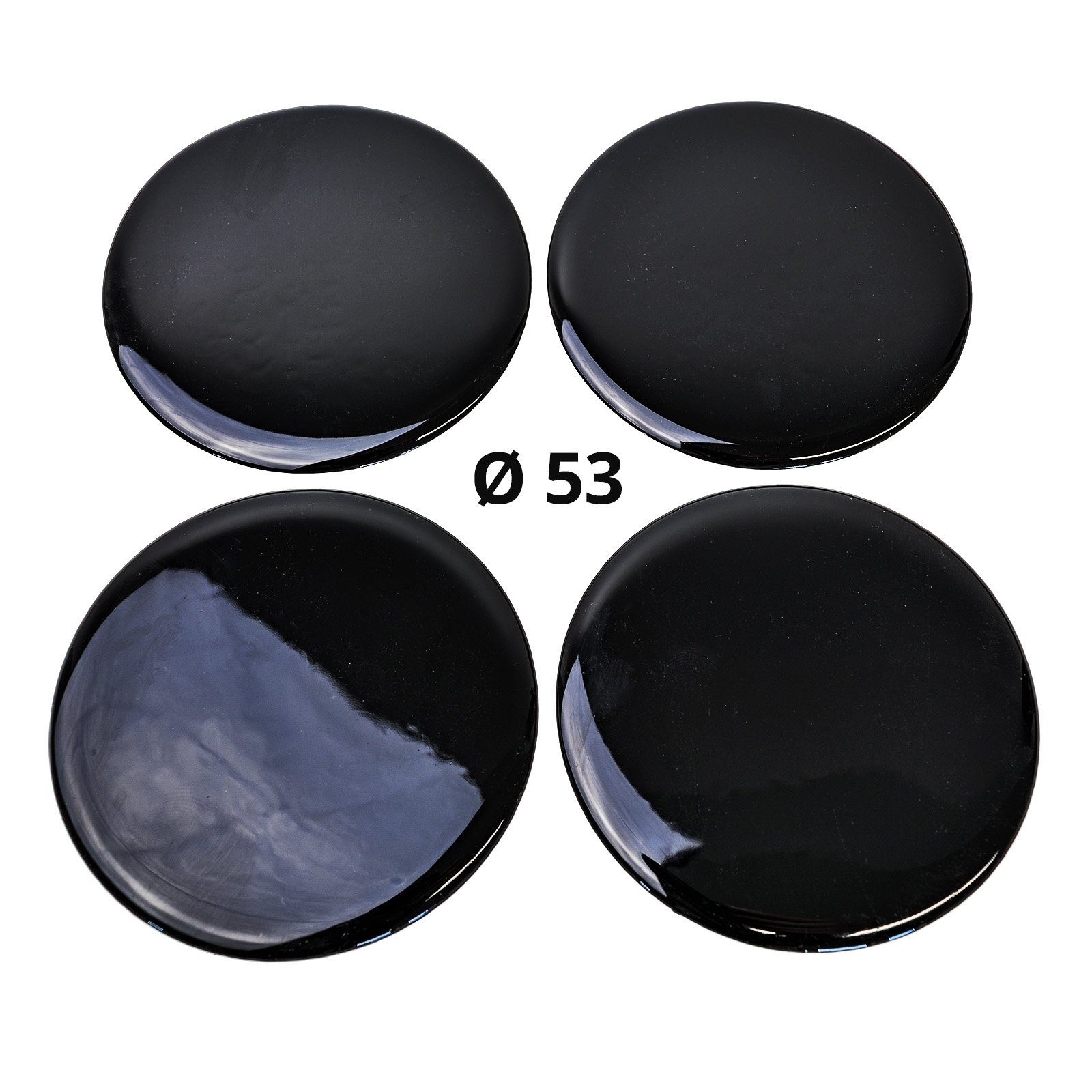 4 x siliconen stickers/emblemen voor naafdoppen | Motief: Black/Zwart | Diameter: 54 mm