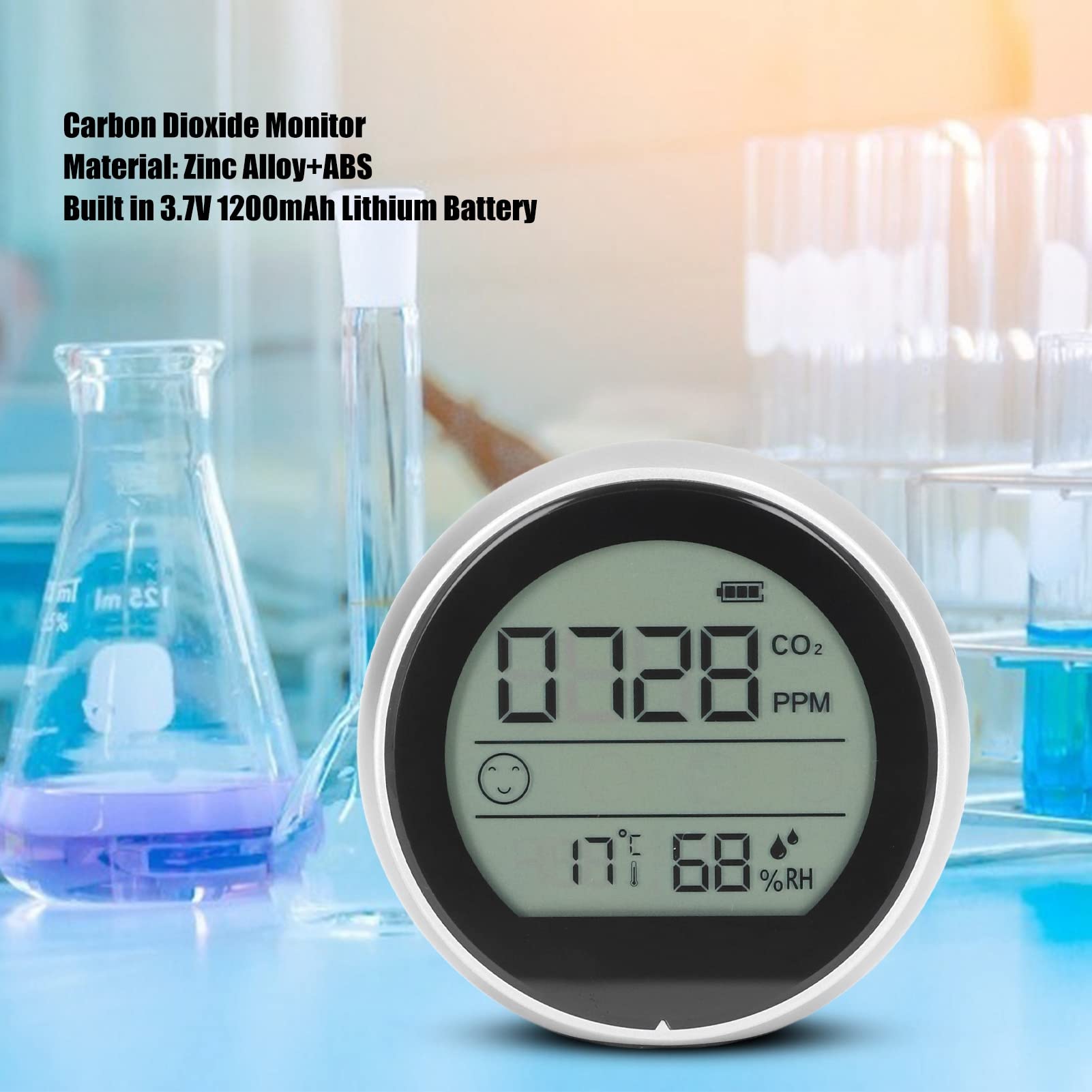 Probador de Temperatura y Humedad para Monitor de CO2 Detector infrarrojo de dióxido de Carbono P8 - para monitoreo de la Calidad del Aire, Uso Industrial y de Laboratorio, (Plata)