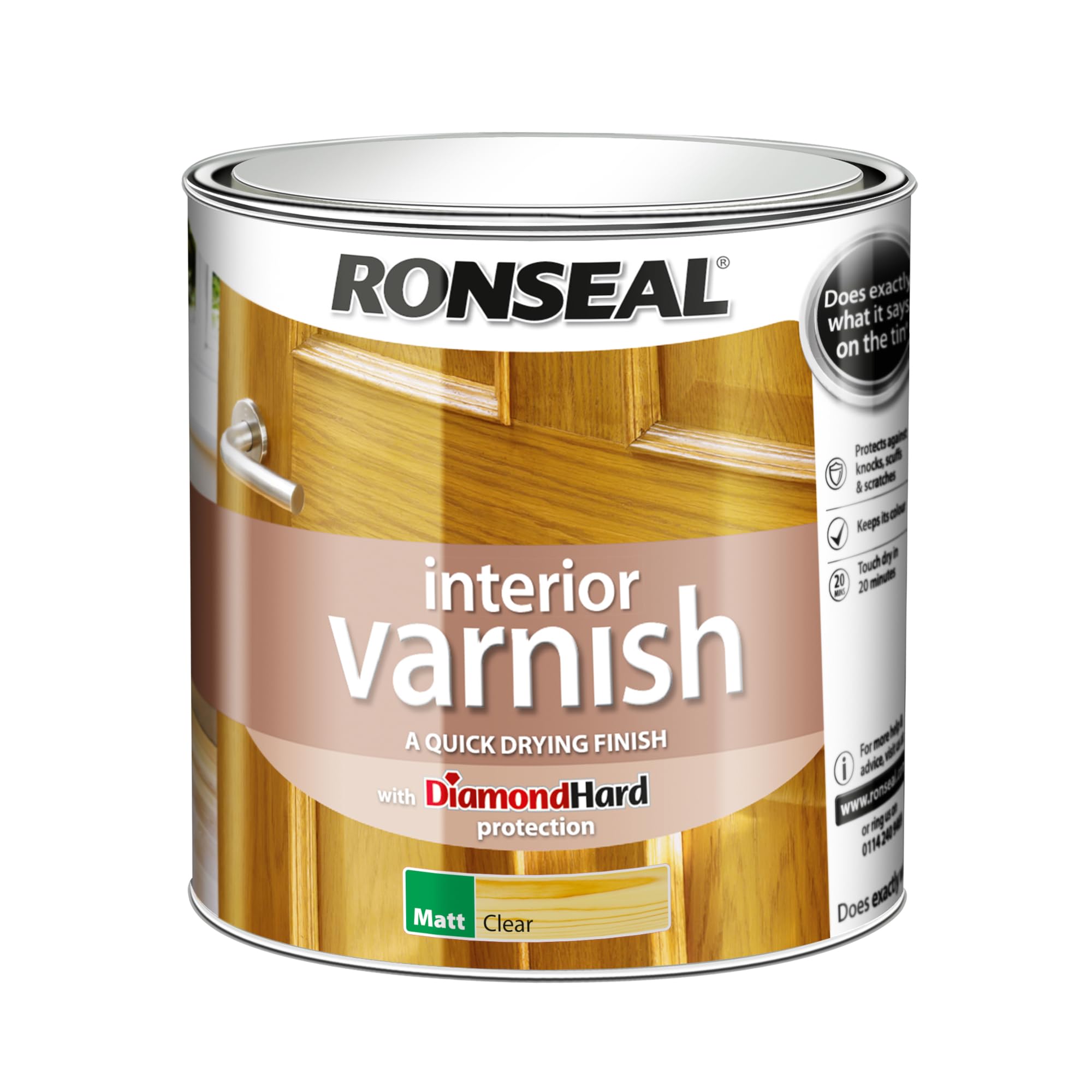 Ronseal 36878 Interior Varnish Quick Dry Matt Clear 2.5 Litre