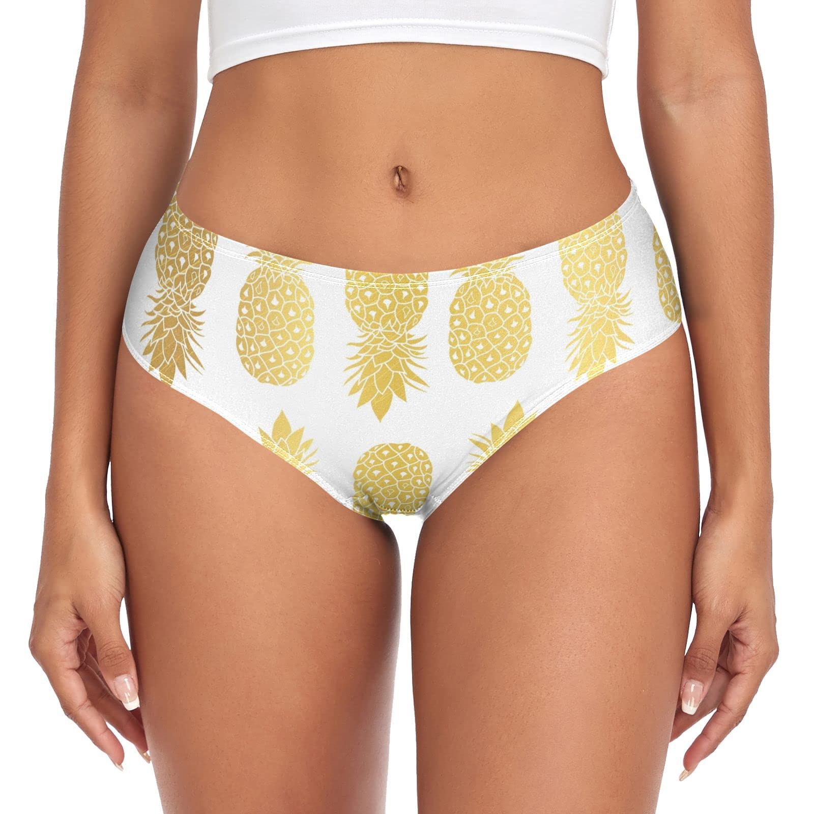 Linomo Womens Underwear Gold Pineapple Briefs Hipster Panties for Women Girls