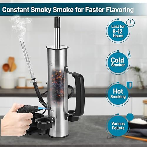 Miniatura 4 de Generador de humo frío para parrilla ahumadora Traeger, tubo de humo eléctrico inalámbrico con bomba de aire, ahumado en frío para queso, pescado,