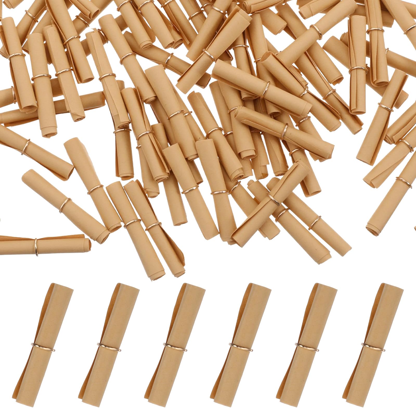 Shimmeroo 100PCS Mini Rolls Parchment Paper for Writing, Mini Scroll Paper Message in a Bottles Writing Wishes Messages for Birthdays Anniversaries Celebrations Valentines Wish Bottles Gifts