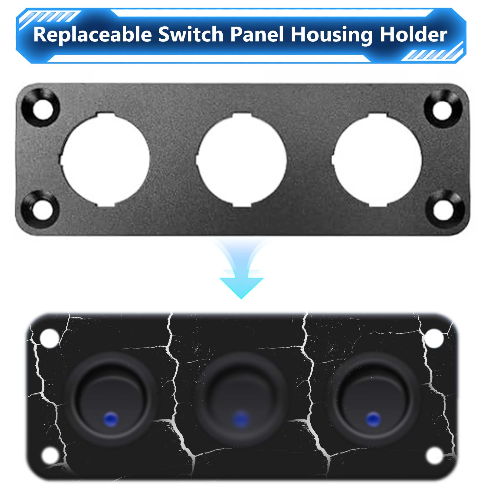 Panneau d'interrupteur à bascule, support en aluminium pour voiture, camion, bateau, camping-car, panneau étanche