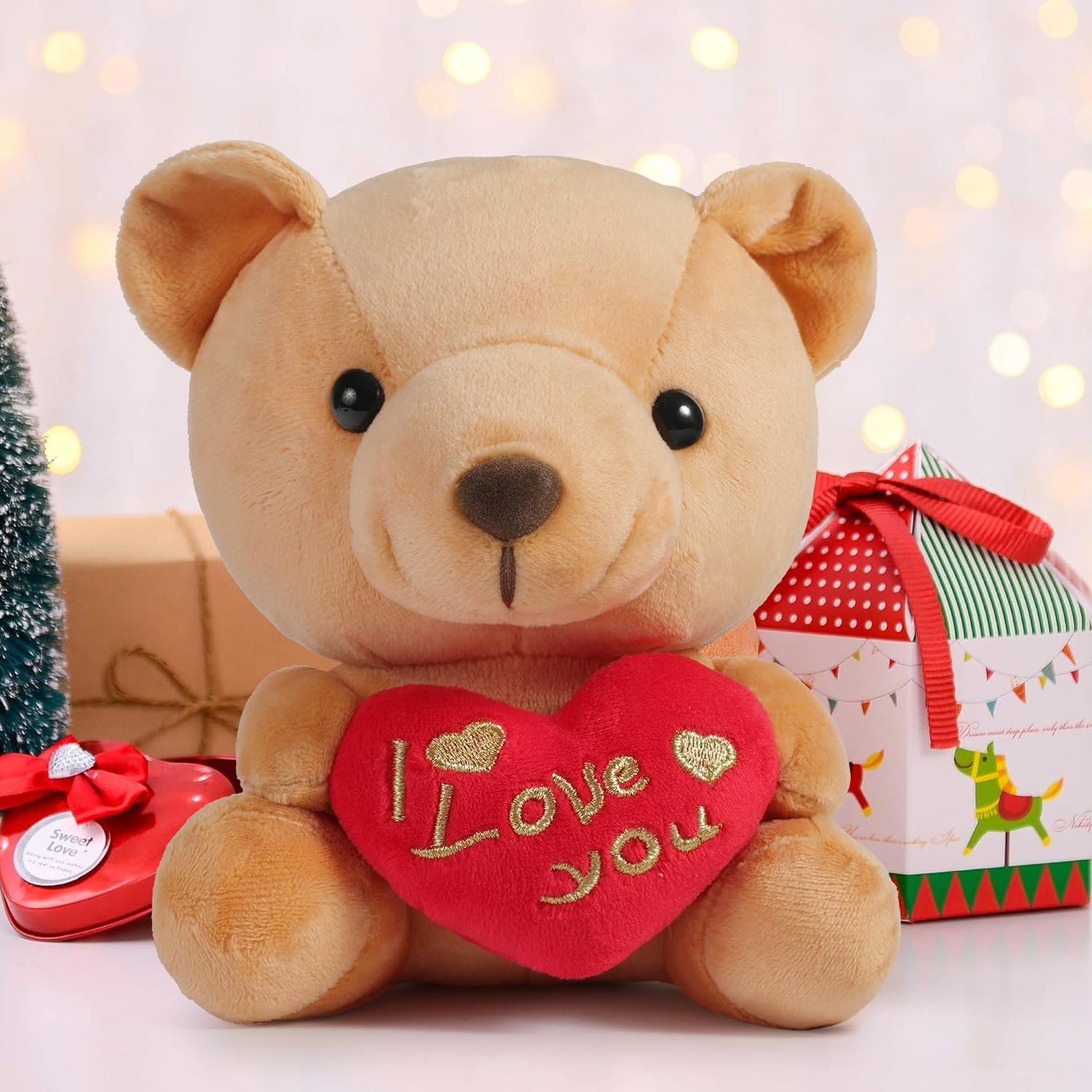 WIQEDOHA Valentines Day Gifts Plush Smile Teddy Bear (I Love You