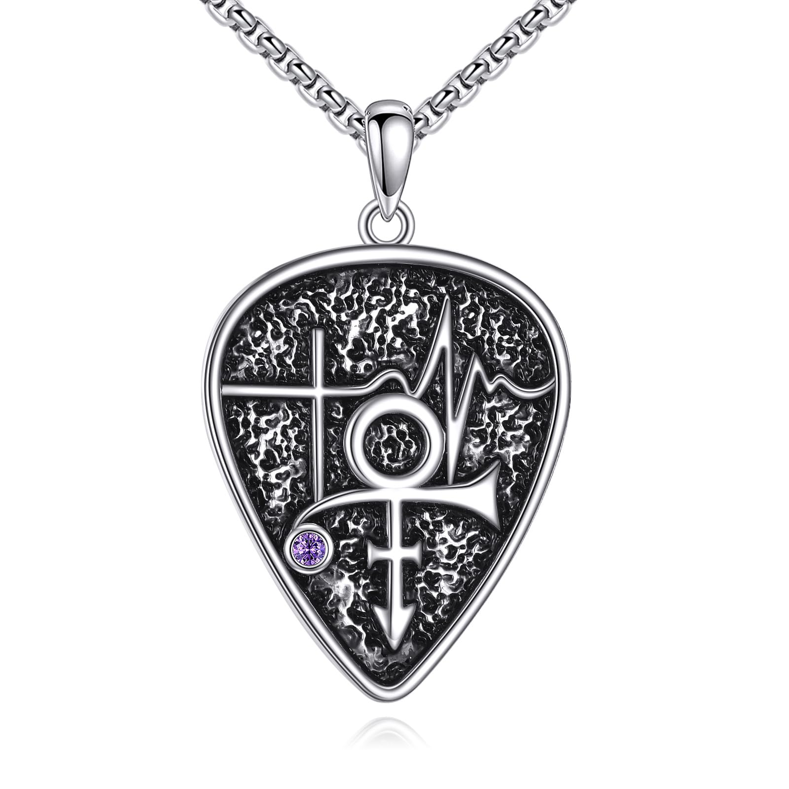 Collana con ciondolo per chitarra, in argento Sterling con simbolo principe, simbolo principe, regalo per donne e uomini