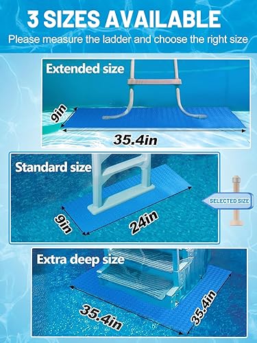 Miniatura 7 de Alfombra de escalera de piscina, 35.4 x 9 pulgadas, almohadilla de textura antideslizante para piscinas en el suelo o sobre el suelo, protector de