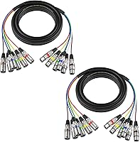 Vista 10 de EBXYA Cables XLR Snake de 3 pies de 4 colores, cable de conexión de micrófono de 4 canales XLR macho a hembra, serpiente de grabación para vivo
