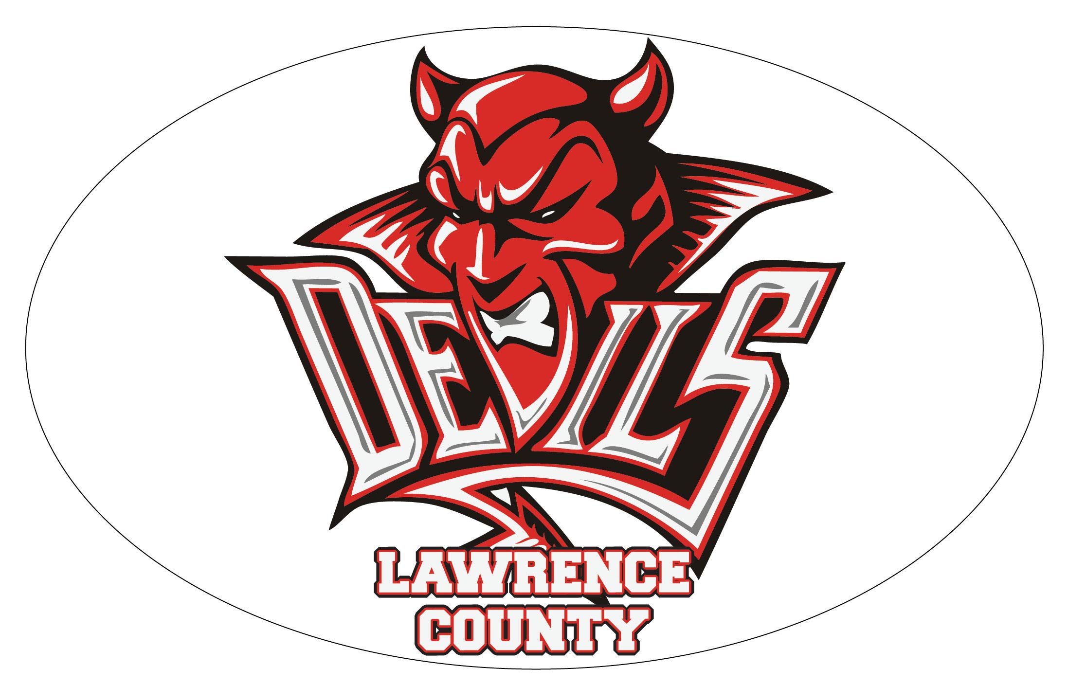 Lawrence County High School Red Devils Moulton Alabama Sports Team 9” x 14” Jumbo Oval Mascot Magnet