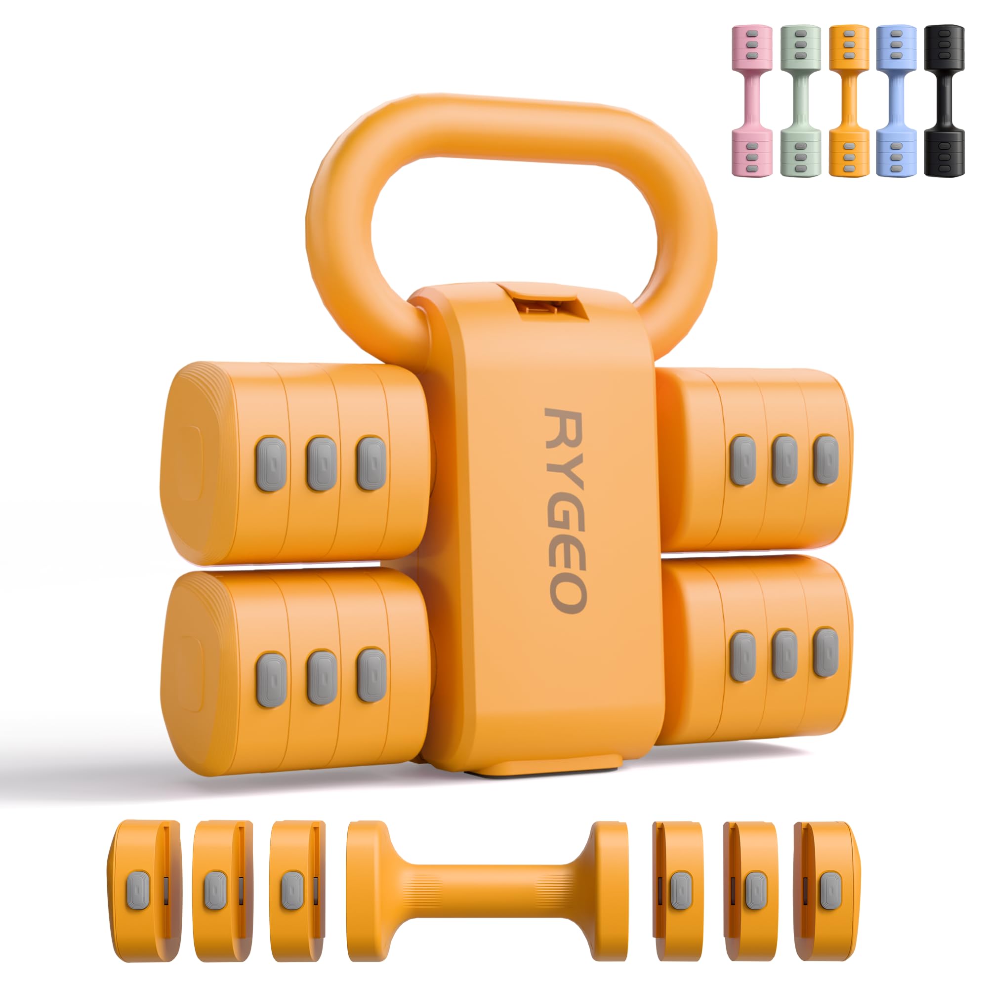 Juego de mancuernas ajustables 2 en 1 para mujer, 4 niveles (1kg a 5.5kg), pesas de gimnasio en casa para mujeres en casa, mancuernas de fitness
