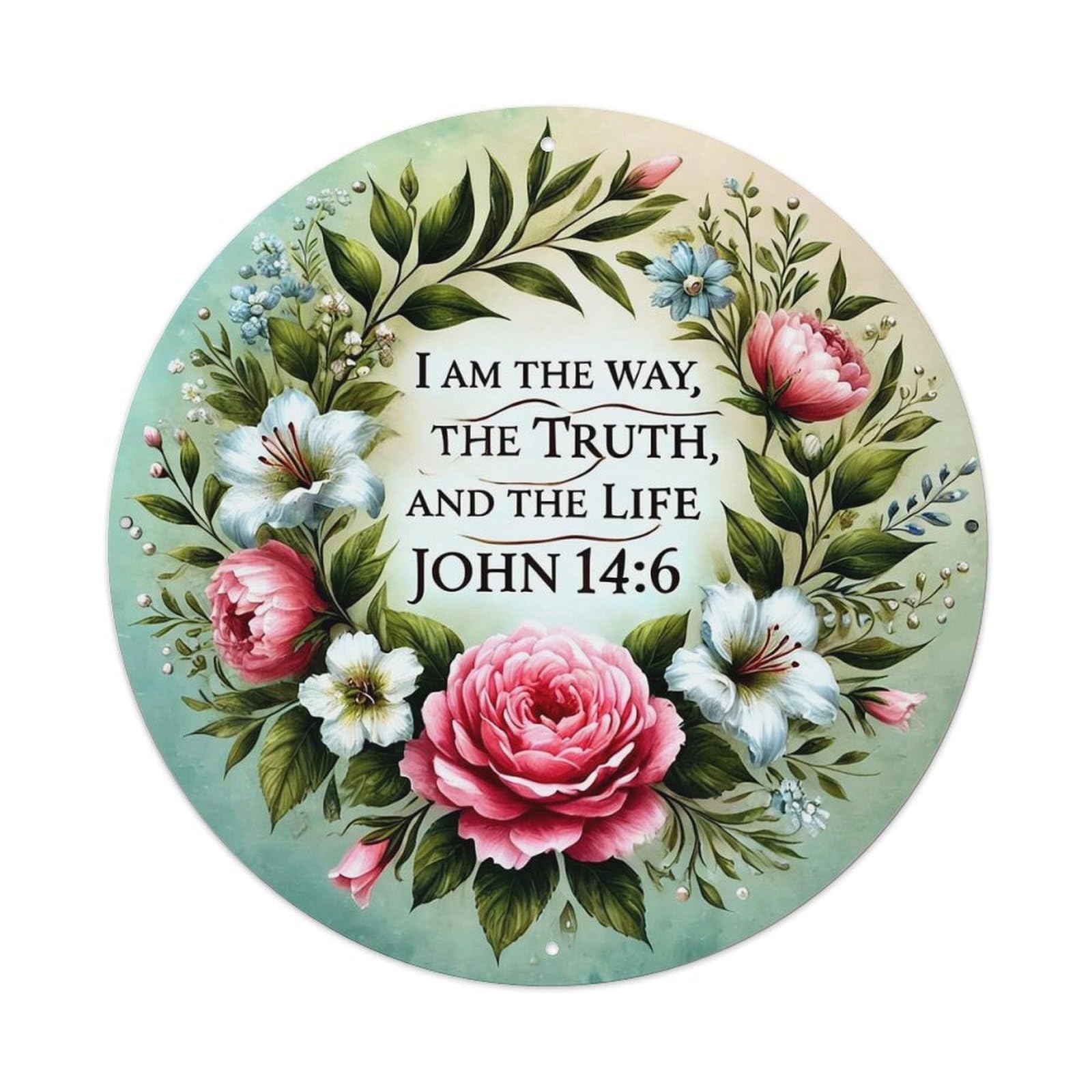 Jdyansheng Vintage Floral Wreath Bible Verse Design Tin Sign Metal Poster Metal Signs For Home Man Cave Bar Cafe Kitchen Laundry Room Wall Decorations 8X8 Inches