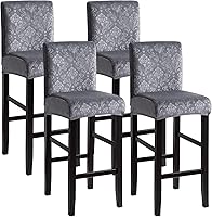 Vista 17 de FORCHEER - Juego de 2 fundas para taburete de bar con respaldos, aspecto de cuero, para taburetes de bar de respaldo corto, extraíbles y lavables