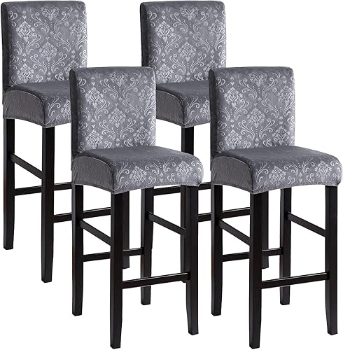 Miniatura 17 de FORCHEER - Juego de 2 fundas para taburete de bar con respaldos, aspecto de cuero, para taburetes de bar de respaldo corto, extraíbles y lavables (2