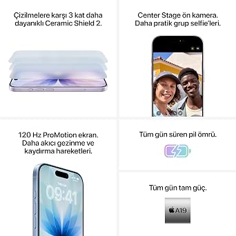 Apple iPhone 17 256GB: 6.3-inch display with ProMotion technology, A19 Chip, New Center Stage Front Camera for More Practical Group Selfies, More Resistant to Scratches; Sage Tea