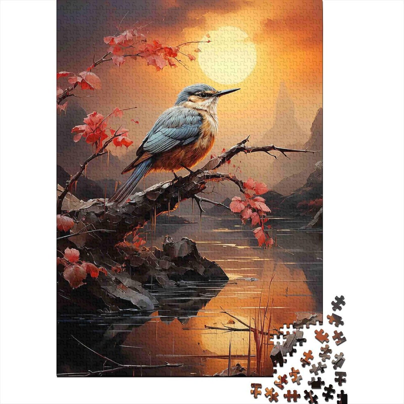 Uxinyoume Style-3 3D Printed Kingfisher Sunset Fitted Sheet Microfiber Soft Orange Autumn River Bed Cover For Bedroom Guestroom Decor 90X200x25cm
