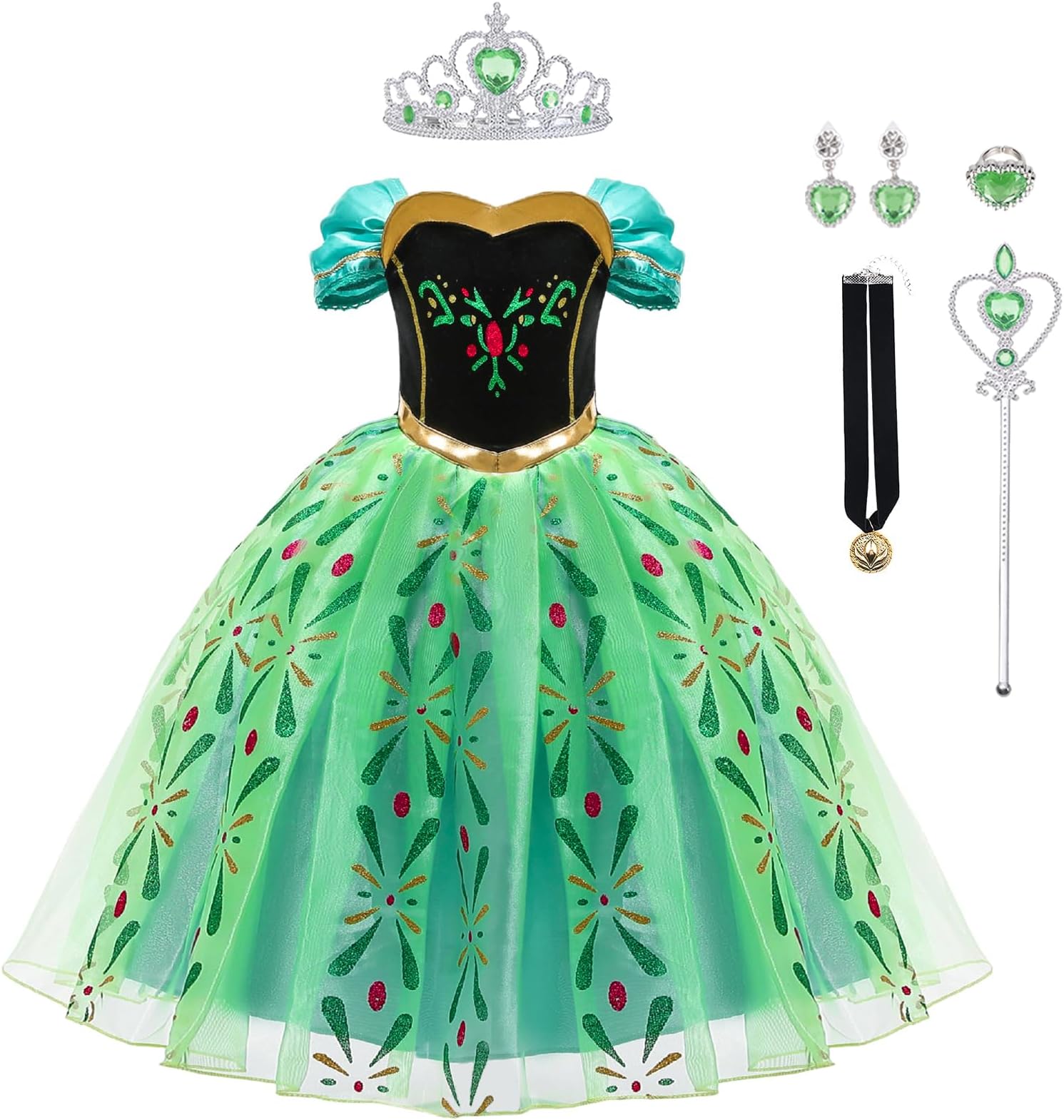 Princess Elsa Dress for Girls Anna Costume Christmas Birthday Party Princess Dress up with Accessories
