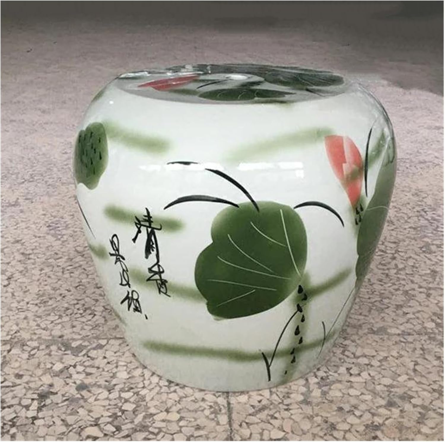 Decorative Garden Stools, Hand-painted Green Glaze Porcelain Ceramic Stool for Shoe Stool