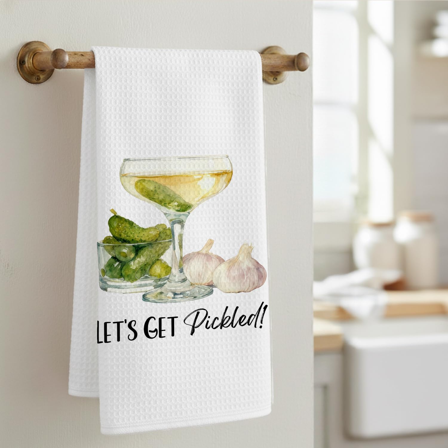 Funny Pickle Cocktail Kitchen Towels, Gifts for Pickle Lovers Dish Tea Towels, Gifts for Cocktail Lovers Decorative Hand Towels for Kitchen Bar, 16x24 Inch - Image 3
