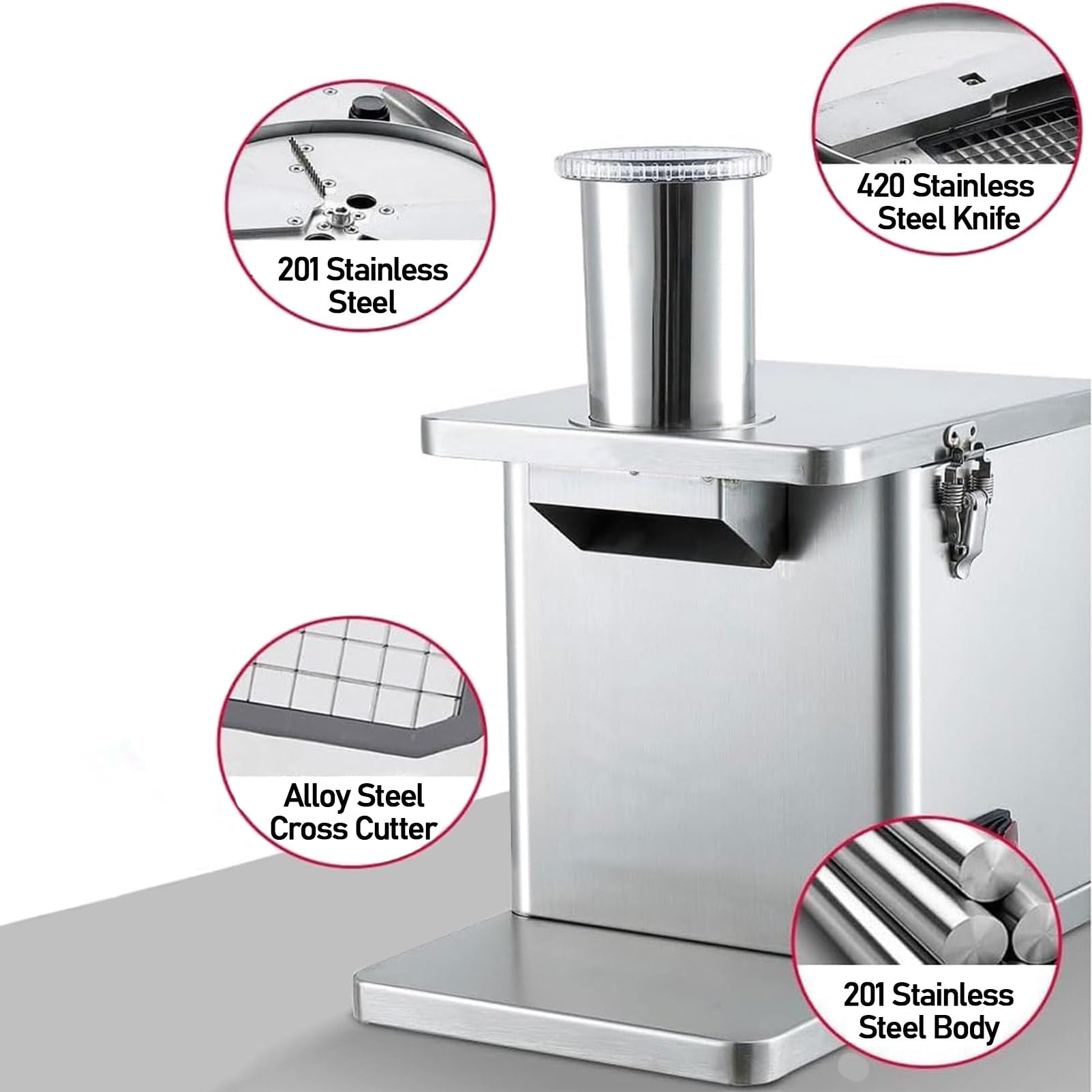 Vegetable Dicer Electric Commercial - Powerful 250w Food Processor for Onions, Potatoes, Etc. - Automatic Dicer with Dicing Grids and Slicing