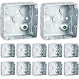 Copkim Metal Electrical Junction Box Deep Square Electrical Box Silver Galvanized Steel Drawn Construction(4 x 4 Inch,Classic,12 Pcs)