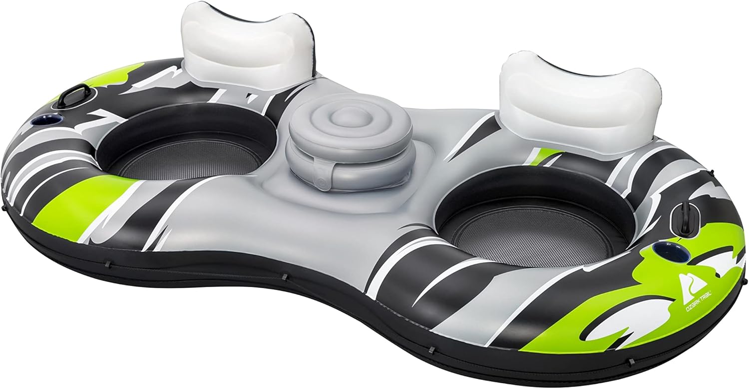 oky Adult Unisex Rapid Rider II Double Inflatable River Tube Float, Multicolor, 94.49 x 48.03 x 19.69''