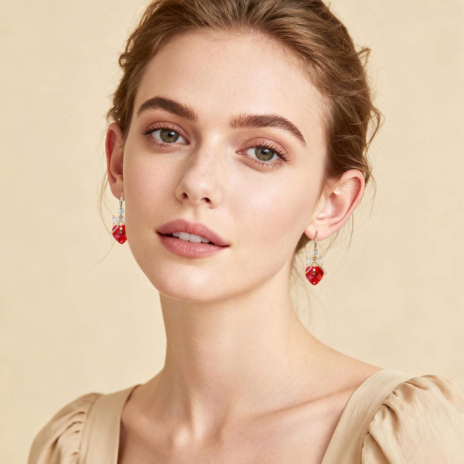 Austrian Crystal Bowknot Heart Drop Dangle Earrings for Women Fashion 14K Gold Plated Hypoallergenic Jewelry - Image 7