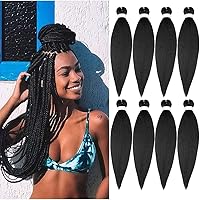 Vista 29 de ShowCoco - Extensiones de cabello trenzado preestirado profesional, 8 paquetes, 26 pulgadas, ajuste de agua caliente, textura lacia Yaki suave