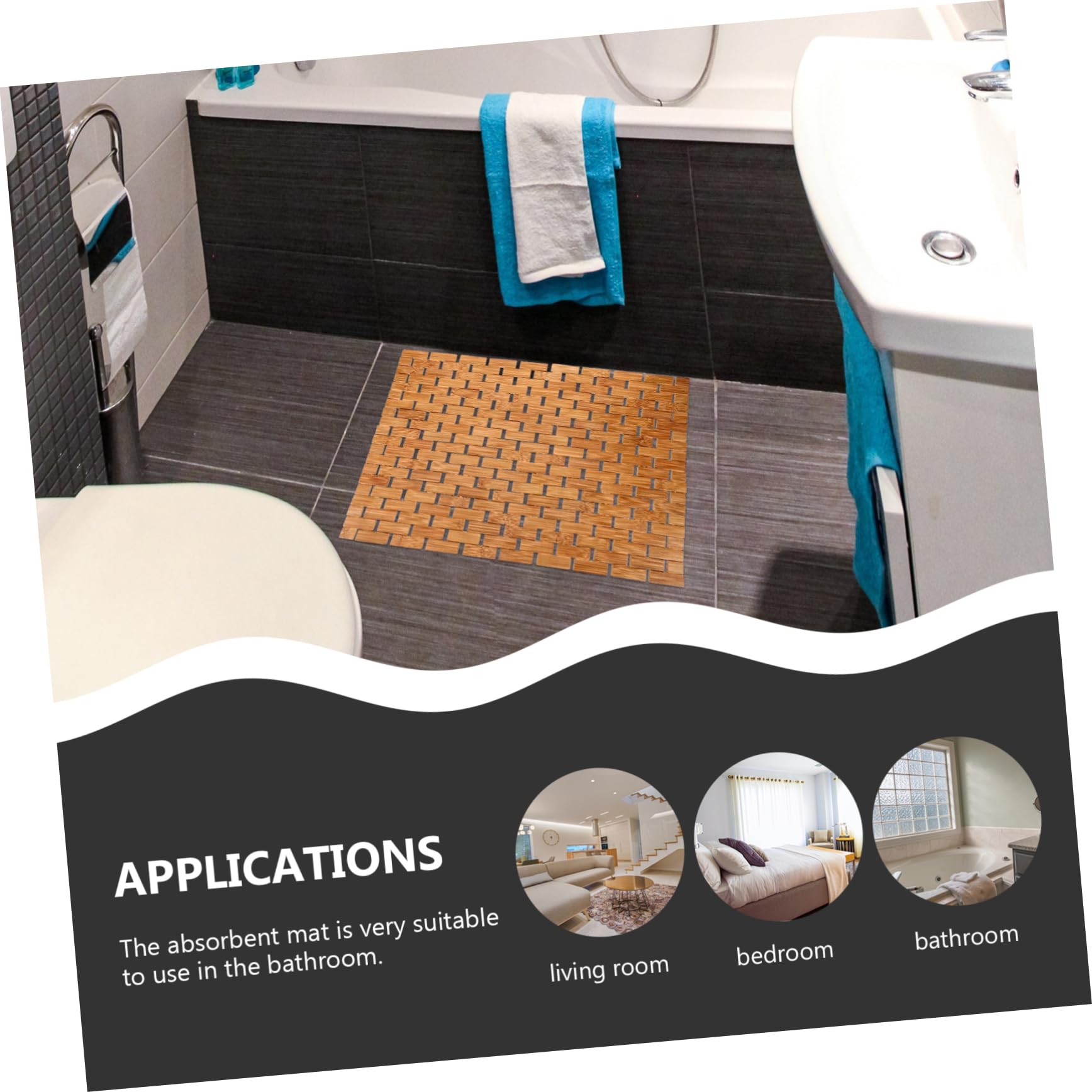 Tapis en Bambou Antidérapant pour Salle de Bain et Cuisine, Tapis de Sol en Bambou Naturel Tissé la Main, Couleur Kaki, pour Maison et Dortoir