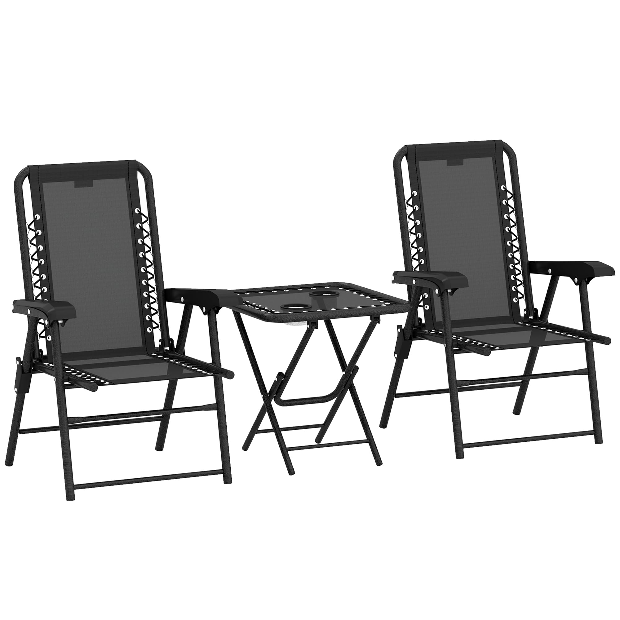 Outsunny 3-Piece Folding Garden Bistro Set Black