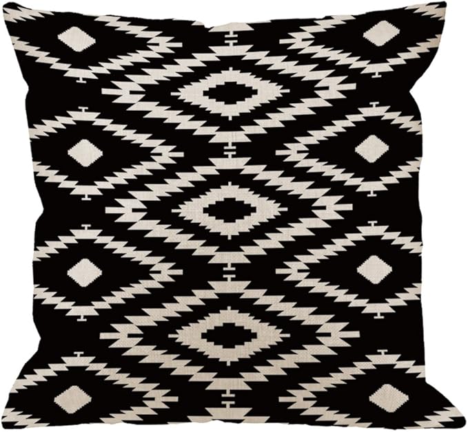 HGOD DESIGNS Throw Pillow Case Black and White Cotton Linen