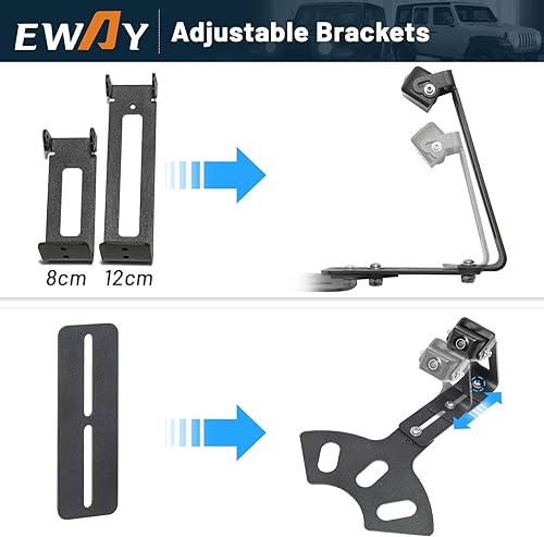 Miniatura 4 de EWAY Light 2.0 - Cámara de respaldo de neumáticos de repuesto para Jeep Wrangler JK Compass Commander Patriot Liberty 2007-2018, soportes ajustables