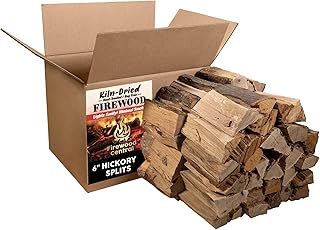Kiln-Dried PA Hickory – 6” Splits (Approx. 42 lb) – Bold Smoking Wood for Pizza Ovens, BBQ & Fire Pits – Easy Light, Low Smoke, USA Sourced