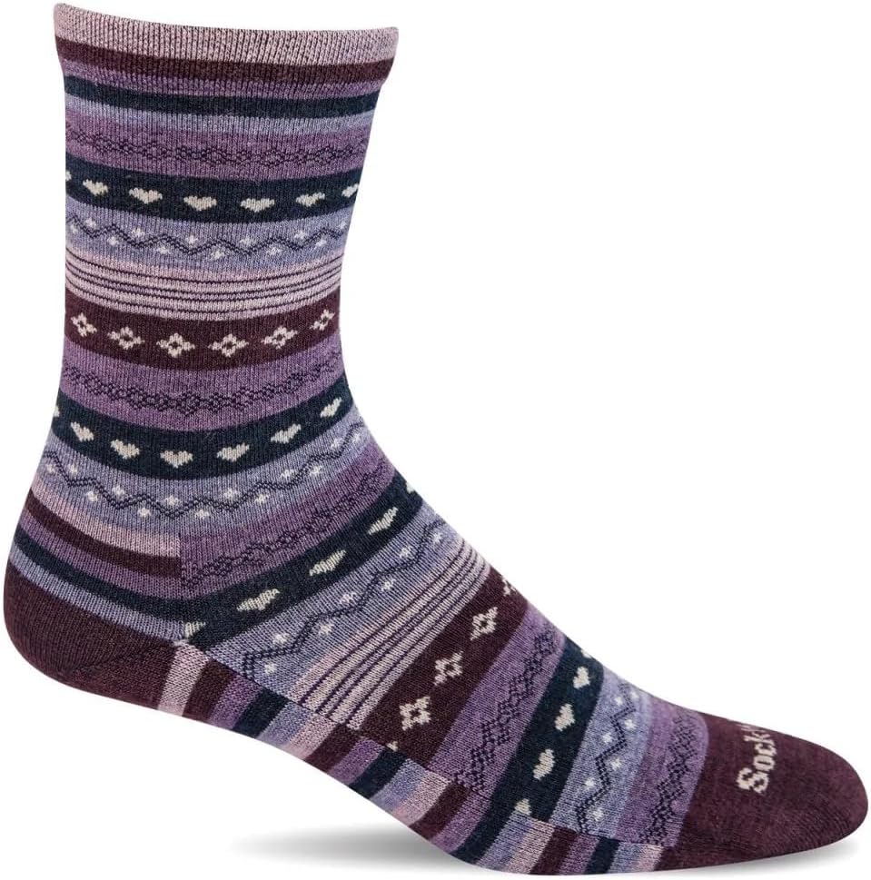 Sockwell Women's Forever Fairisle Essential Comfort Socks, Blackberry - M/L