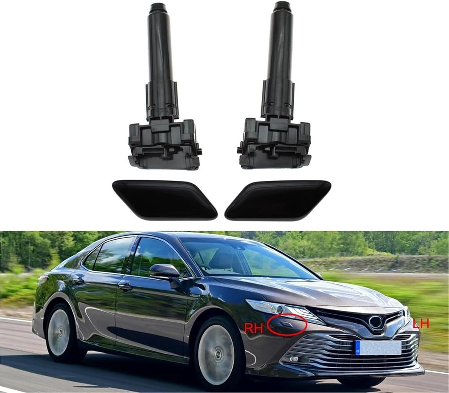 ウォッシャーモーター トヨタ カムリ 2018 2019 フロントヘッドライトウォッシャーノズル + カバーキャップ 8520733