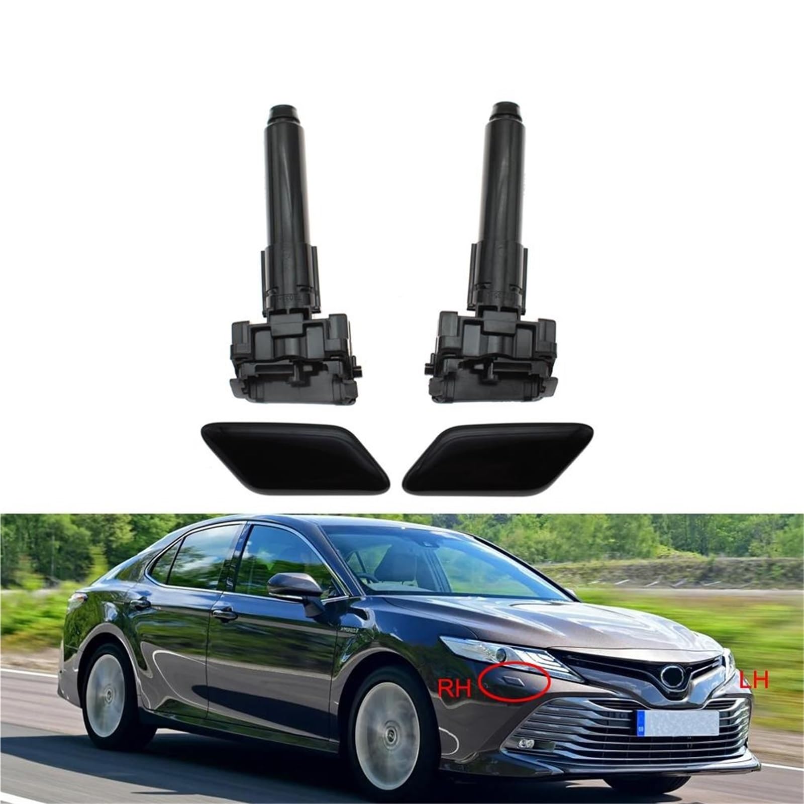 Pompa płynu Pasuje do Toyoty Camry 2018 2019 Dysza spryskiwacza przedniego reflektora + nasadka 8520733120 8520833120 8535433020 Systemumycia szyb przednich(NOZZLE PAIR)
