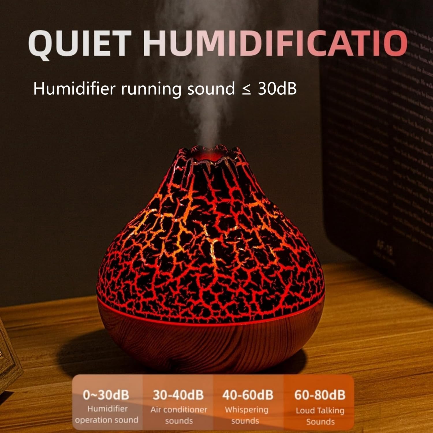 mobigon Wood Cool Mist Ultrasonic Humidifier for Room Moisture, Aroma Diffuser for Home, 300ml Essential Oil Diffuser with 7 Colorful Night Light, Auto Shut-Off, Home, Office, car (E.Light Brown)