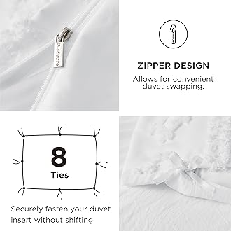 Bedsure Boho Duvet Cover King Size - Tufted King Duvet Cover Set for All Seasons, 3 Pieces Soft Shabby Chic Embroidery Boho Bedding, Comforter Not Included (White, 104" x 90")