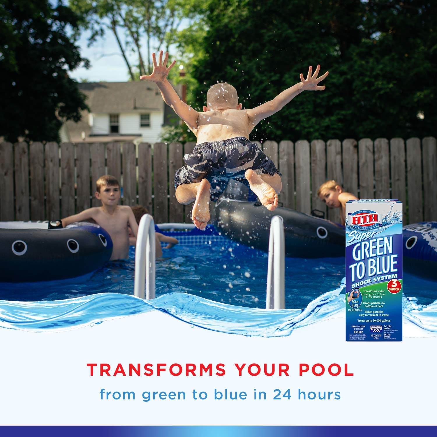 Amazon.com : HTH 52032 Super Green to Blue Shock System for Swimming Pools,  7.2 lbs : Patio, Lawn & Garden