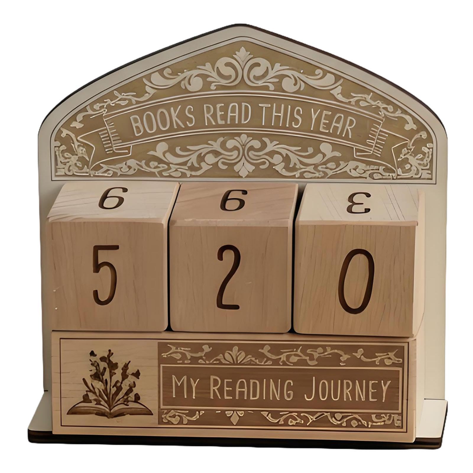 Ojiva® Wooden Books Read This Year Counter Desktop Ornament for Desk Home | SizeThoughtfully Sized With Base Plate (123.80.3Cm), Backboard (12.211.90.3Cm), Small Cubes (3.53.53.5Cm), And Rectangular-image-41