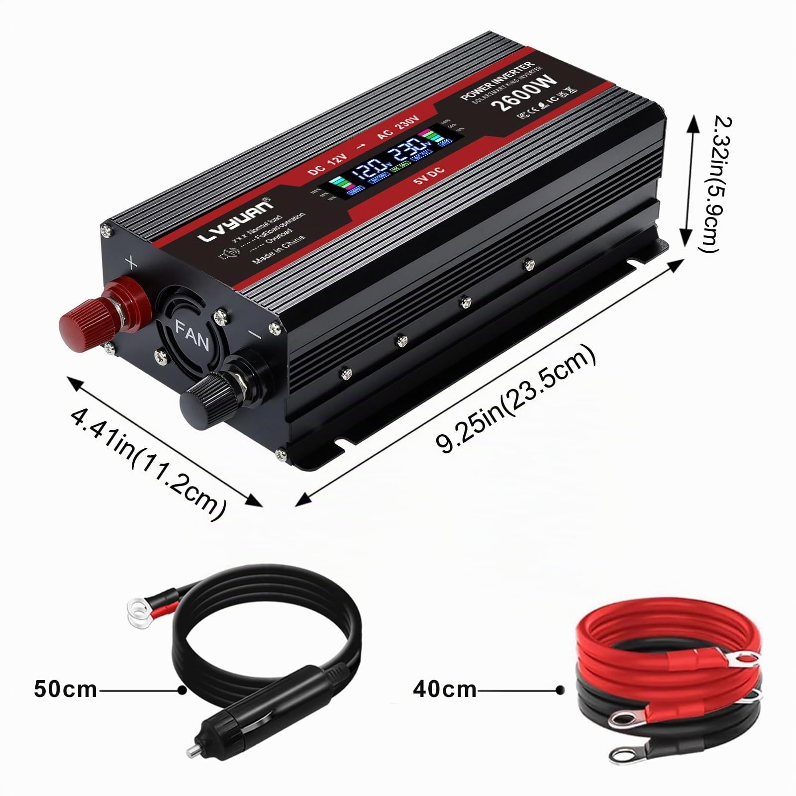 LVYUAN Convertisseur 12V 220V 1300W/ 2600W DC à AC Transformateur Onduleur Inverter avec 2 Ports USB