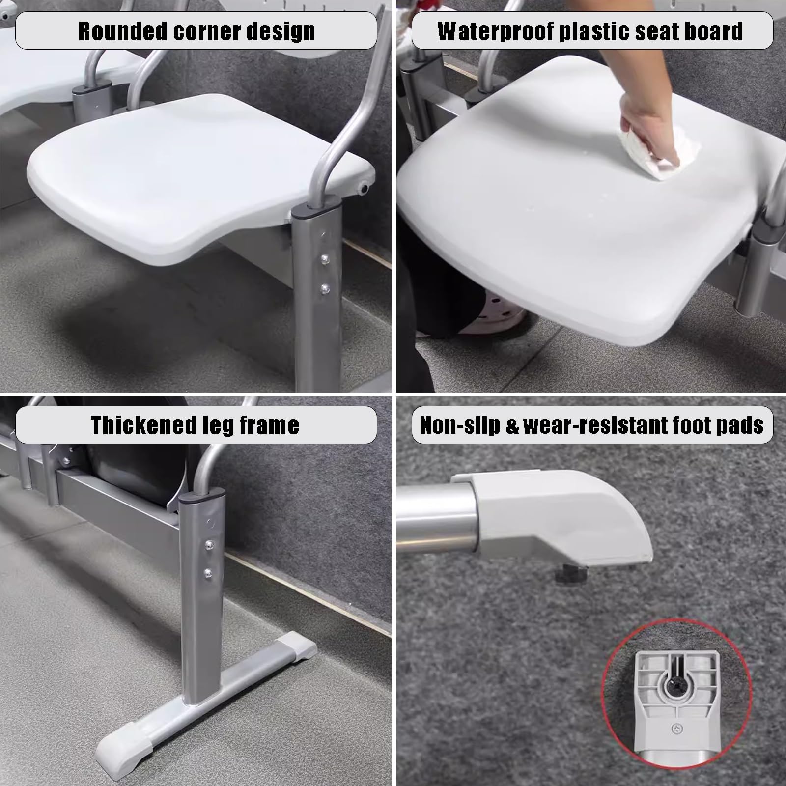 Banco de recepción con respaldo, asiento portátil plegable para estadio, silla de sala de espera de plástico para vestíbulo, patio y conciertos