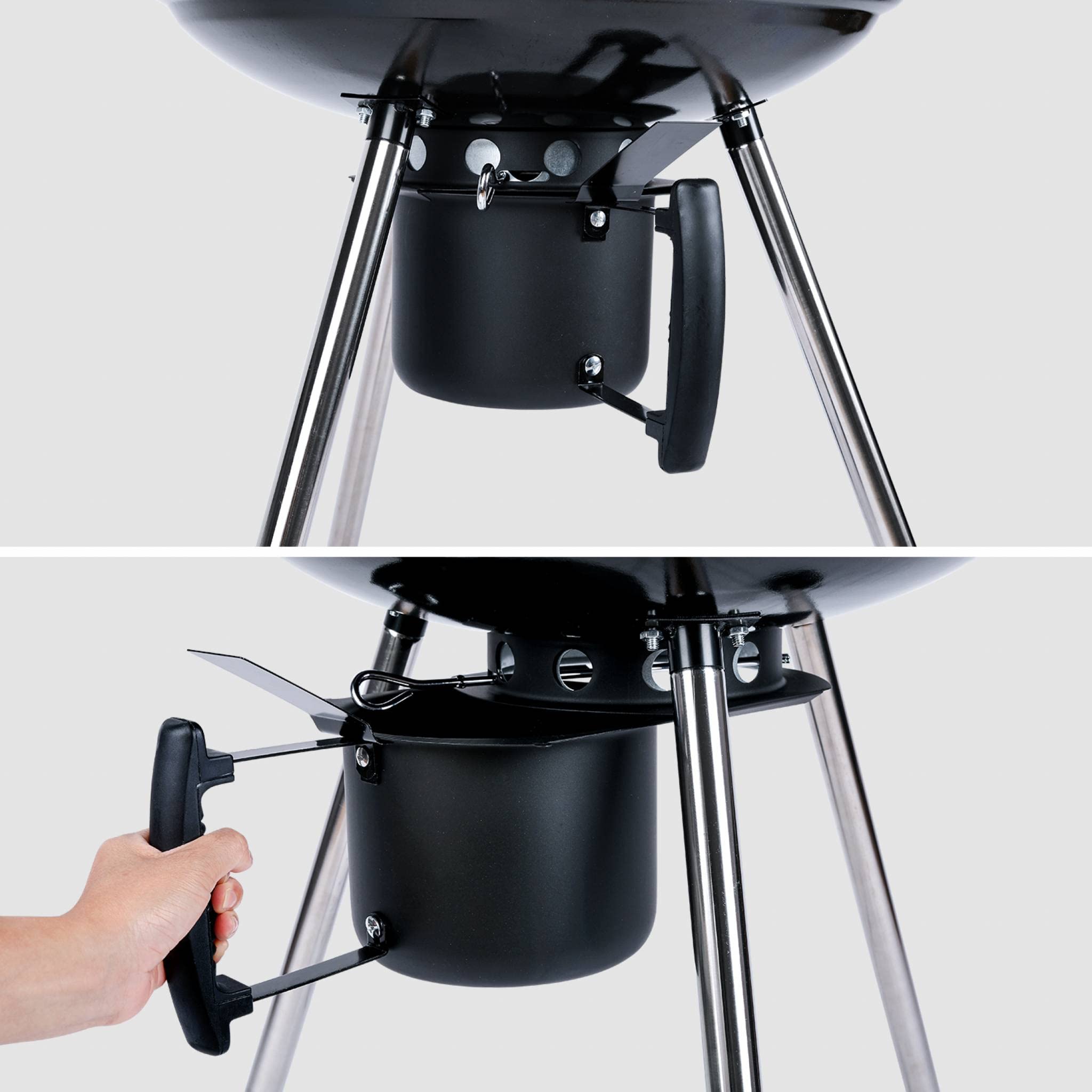 Alice's Garden - Barbecue charbon de bois Ø57cm - Georges - Noir émaillé. barbecue avec aérateurs. émaillé. fumoir. récupérateur de cendres