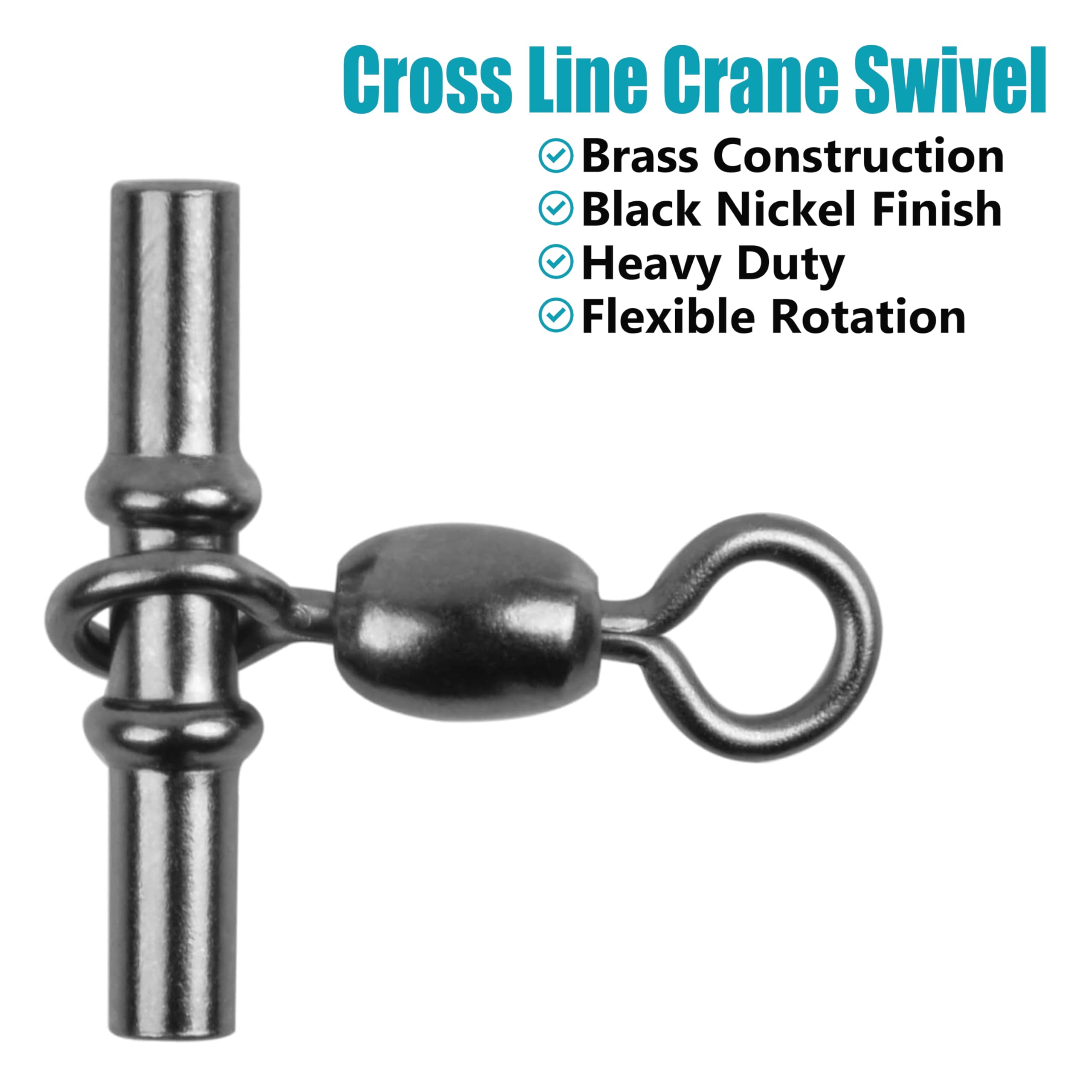 OROOTL Fishing Cross Line 3 Way Swivel, 60pcs T-Shape Sleeve Swivels for Deep Drop Rigs Heavy Duty Crossline Crane Swivel Connecter Saltwater Fishing Tackle