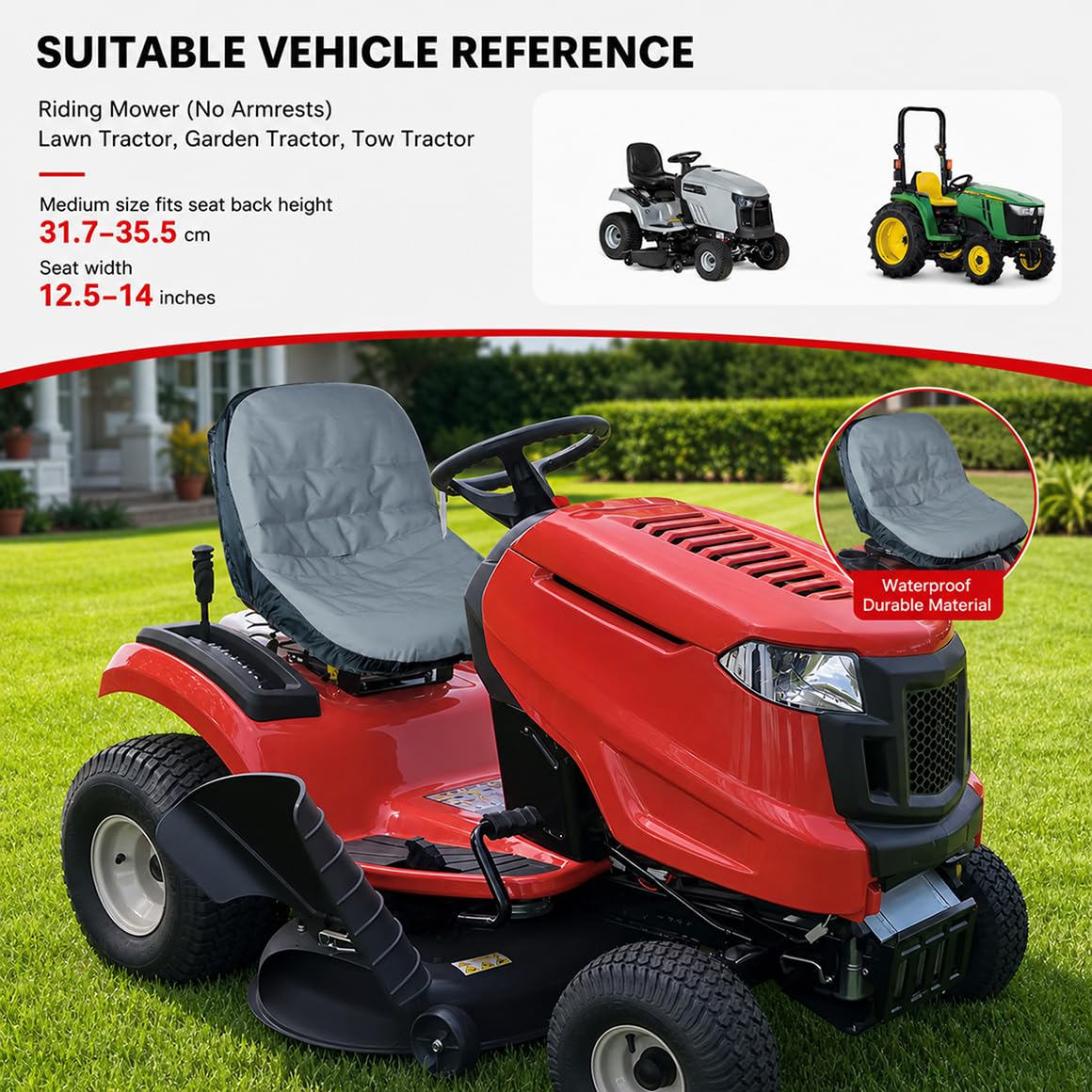 Housse Siège Tondeuse pour John Deere X320, Protection Siège pour Tracteur Tondeuse, Housse Résistante à la Poussière Usage Extérieur pour Riding Mower,C Yellow