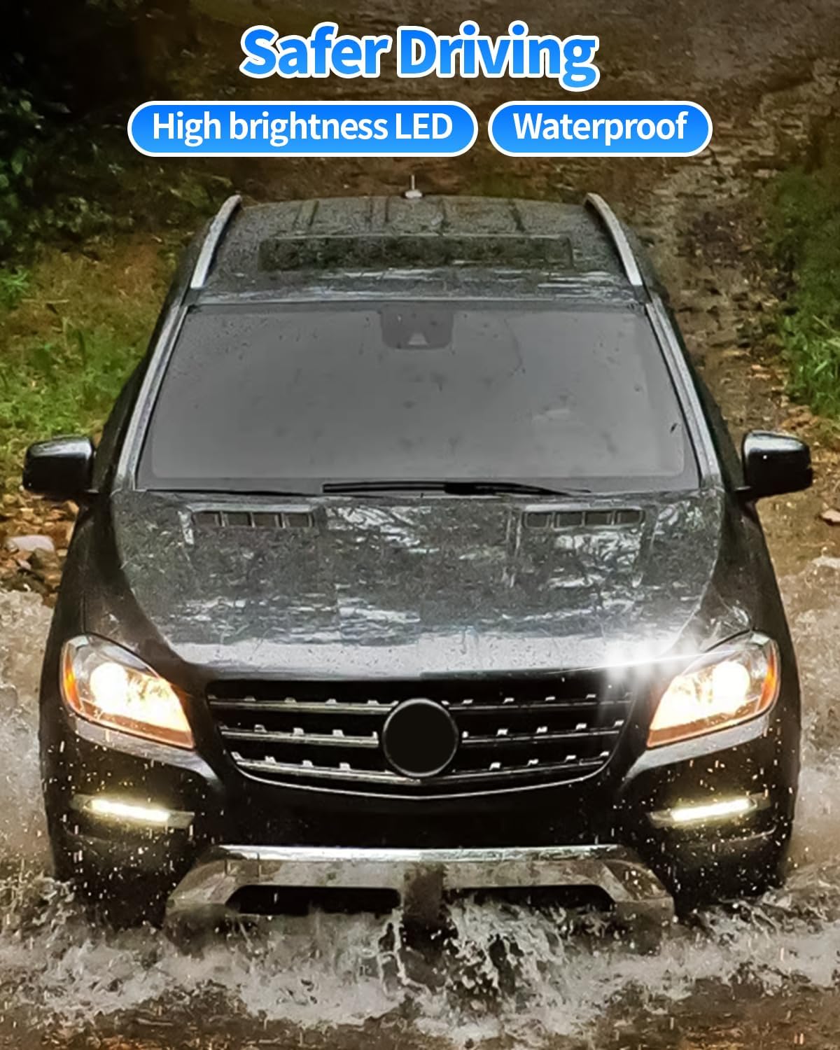 Daytime Running Light DRL LED Fog Lamp Compatible with Mercedes Benz W166 ML350 ML500 2013-2014/W166 ML550 ML63 Amg 2012-2015/X204 GLK250 GLK350 2013-2015 (Passenger Side(R:A2049065501))